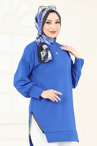 moda selvim طقم نيلي وسكري 7225AYD574 - Thumbnail