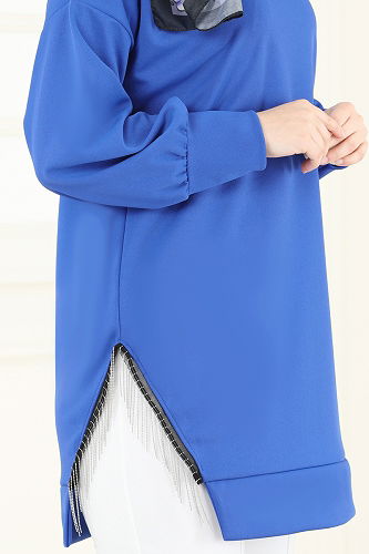 moda selvim طقم نيلي وسكري 7225AYD574 - Thumbnail