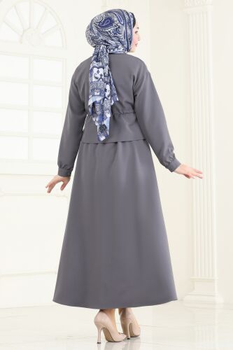 moda selvim طقم رمادي غامق 730MP806 - Thumbnail