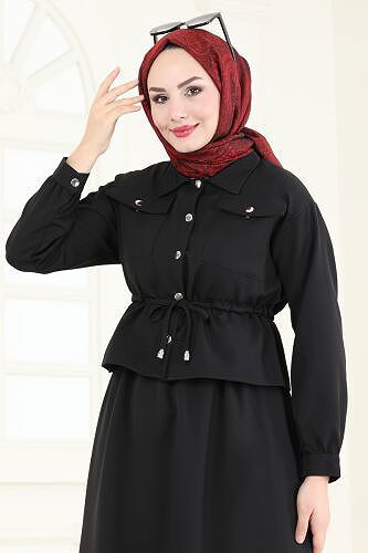 moda selvim طقم أسود 730MP806 - Thumbnail