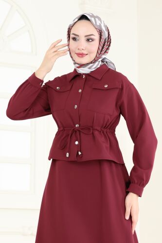 moda selvim طقم خمري 730MP806 - Thumbnail