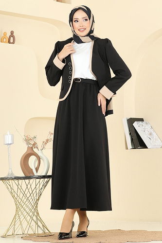 moda selvim طقم أسود 7452MP806 - Thumbnail