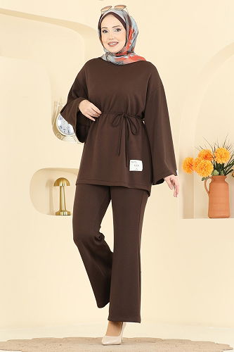 moda selvim طقم بني 755OZN1046 - Thumbnail