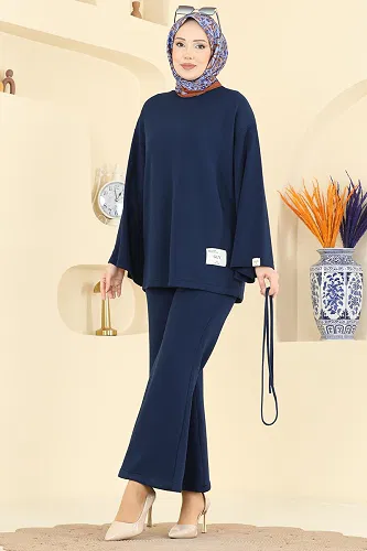 moda selvim طقم كحلي 755OZN1046 - Thumbnail