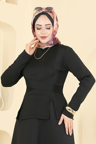 moda selvim طقم أسود 763SHE1174 - Thumbnail