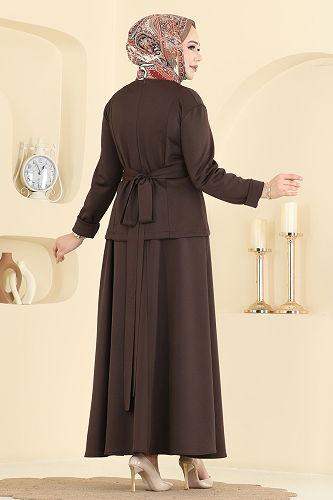 moda selvim طقم بني 763SHE1174 - Thumbnail