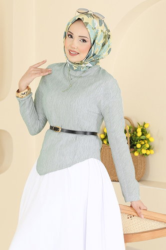 moda selvim طقم أخضر فاتح 773OZN1046 - Thumbnail