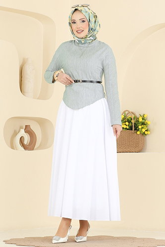 moda selvim طقم أخضر فاتح 773OZN1046 - Thumbnail