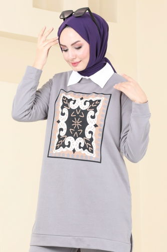 moda selvim طقم رمادي 791OZN1046 - Thumbnail