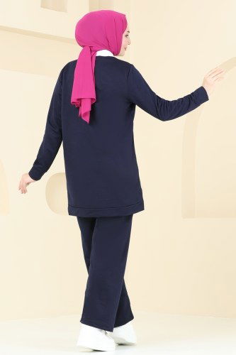moda selvim طقم كحلي 791OZN1046 - Thumbnail