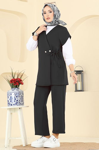 moda selvim طقم أسود 8002TEG847 - Thumbnail