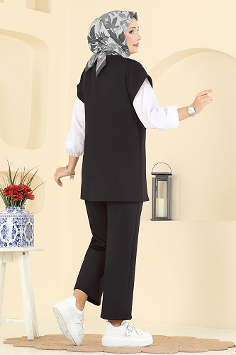 moda selvim طقم أسود 8002TEG847 - Thumbnail