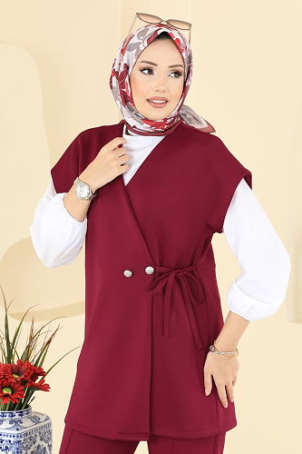 moda selvim طقم خمري 8002TEG847 - Thumbnail