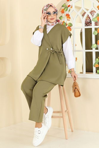 moda selvim طقم اخضر عفني 8002TEG847 - Thumbnail