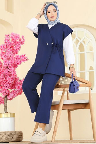 moda selvim Combined 8002TEG847 Light Navy Blue - Thumbnail