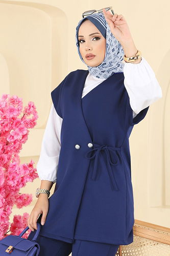 moda selvim Combined 8002TEG847 Light Navy Blue - Thumbnail