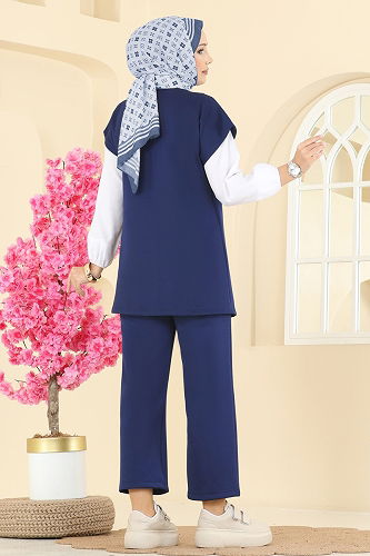 moda selvim Combined 8002TEG847 Light Navy Blue - Thumbnail