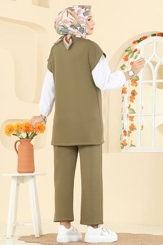 moda selvim طقم أخضر 8002TEG847 - Thumbnail