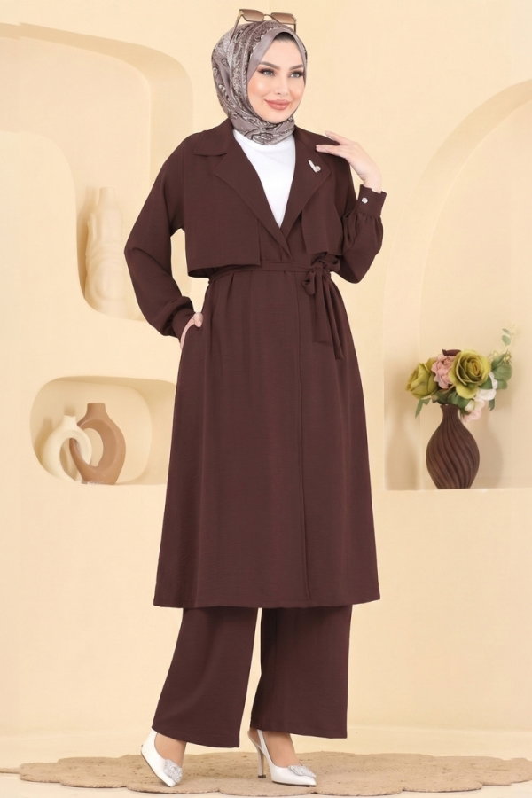Modaselvim Hijab Combinations Combined 8006TRT545 Brown