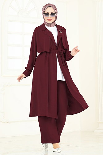moda selvim Combined 8006TRT545 Burgundy - Thumbnail