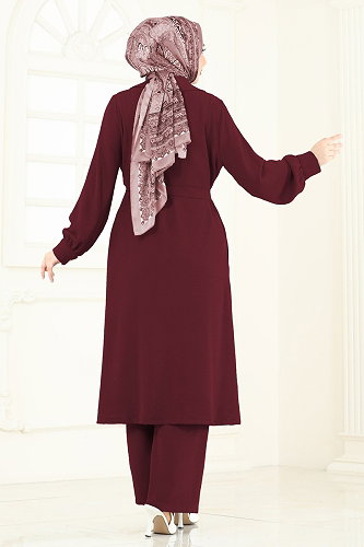 moda selvim طقم خمري 8006TRT545 - Thumbnail