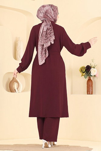 moda selvim طقم خمري 8006TRT545 - Thumbnail