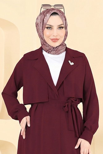 moda selvim طقم خمري 8006TRT545 - Thumbnail