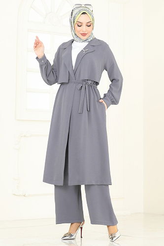 moda selvim طقم رمادي 8006TRT545 - Thumbnail