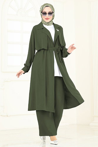 moda selvim طقم اخضر عفني 8006TRT545 - Thumbnail