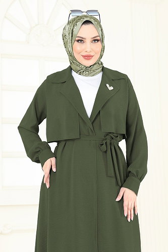 moda selvim طقم اخضر عفني 8006TRT545 - Thumbnail