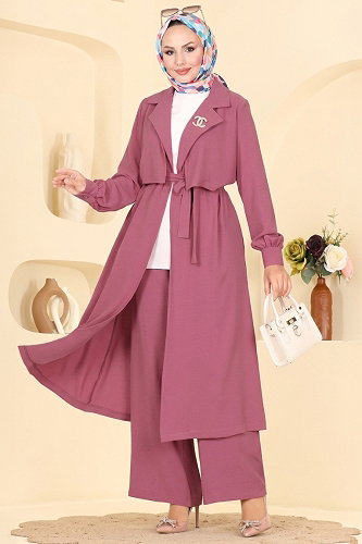 moda selvim طقم وردي 8006TRT545 - Thumbnail
