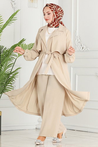 moda selvim طقم بيج 8006TRT545 - Thumbnail