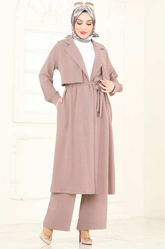 moda selvim طقم بيج 8006TRT545 - Thumbnail