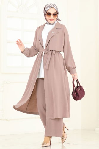moda selvim طقم بيج 8006TRT545 - Thumbnail