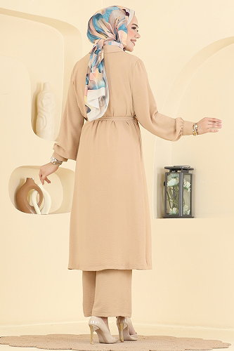 moda selvim طقم بيج 8006TRT545 - Thumbnail
