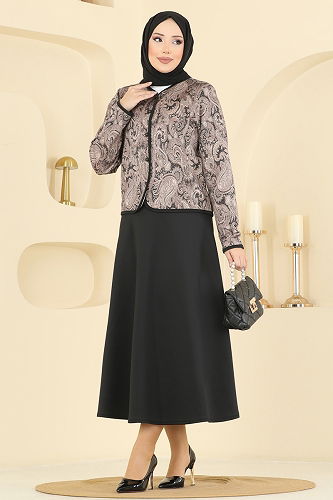 moda selvim طقم أسود 8010TEG847 - Thumbnail