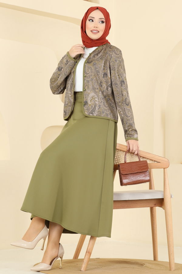Modaselvim Hijab Combinations Combined 8010TEG847 Khaki