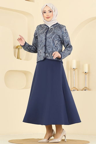 moda selvim طقم كحلي 8010TEG847 - Thumbnail