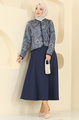 moda selvim طقم كحلي 8010TEG847 - Thumbnail