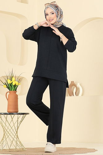 moda selvim طقم رمادي غامق 8010UZ662 - Thumbnail