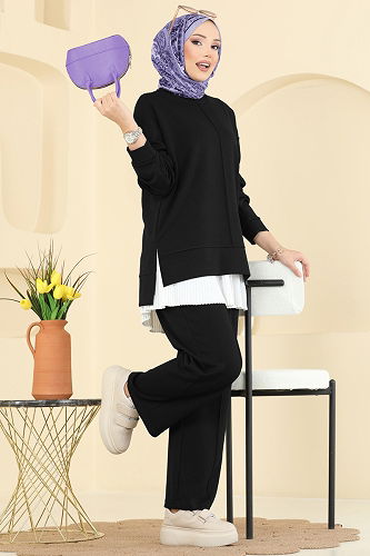 moda selvim طقم أسود 8010UZ662 - Thumbnail