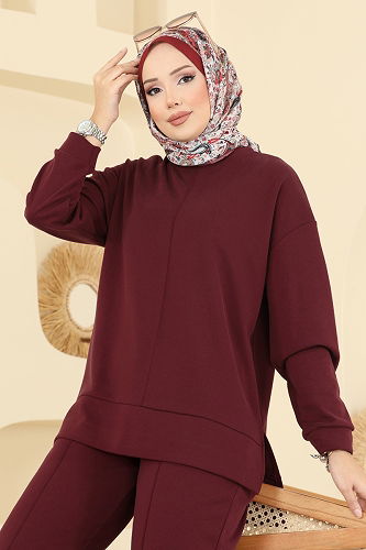 moda selvim طقم خمري 8010UZ662 - Thumbnail