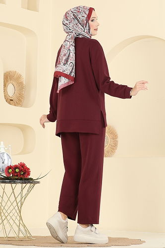 moda selvim طقم خمري 8010UZ662 - Thumbnail