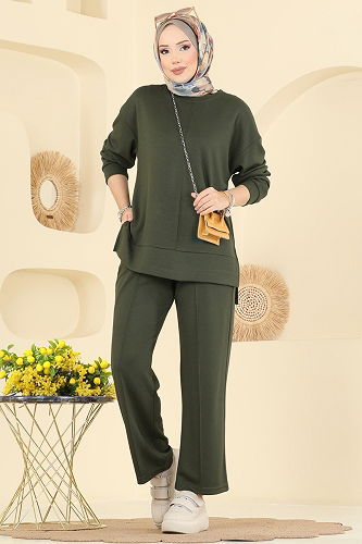 moda selvim طقم اخضر عفني 8010UZ662 - Thumbnail