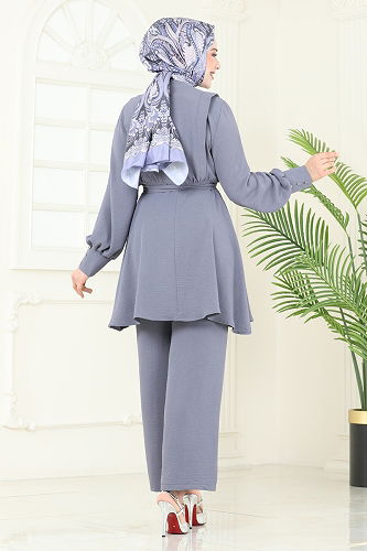 moda selvim طقم رمادي 8018TRT545 - Thumbnail