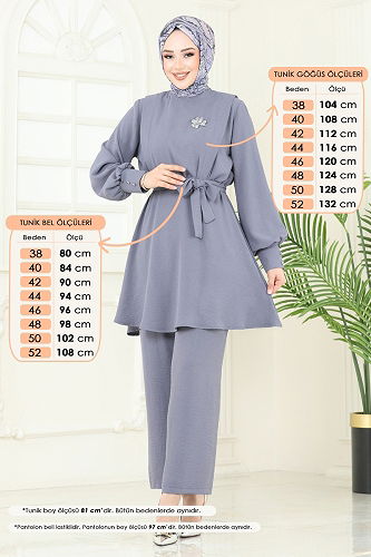 moda selvim طقم رمادي 8018TRT545 - Thumbnail