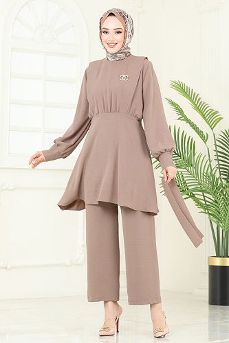 moda selvim طقم بيج 8018TRT545 - Thumbnail