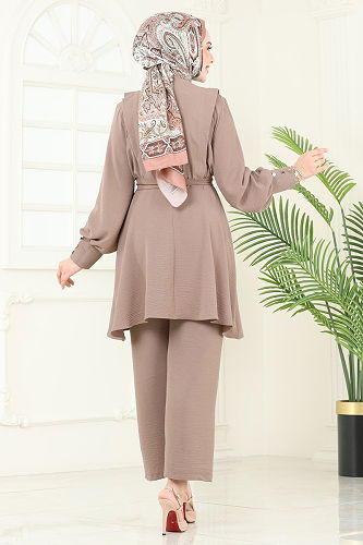 moda selvim طقم بيج 8018TRT545 - Thumbnail