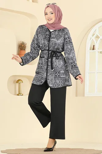 moda selvim طقم أسود 8019TEG847 - Thumbnail