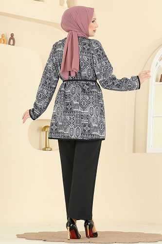 moda selvim طقم أسود 8019TEG847 - Thumbnail